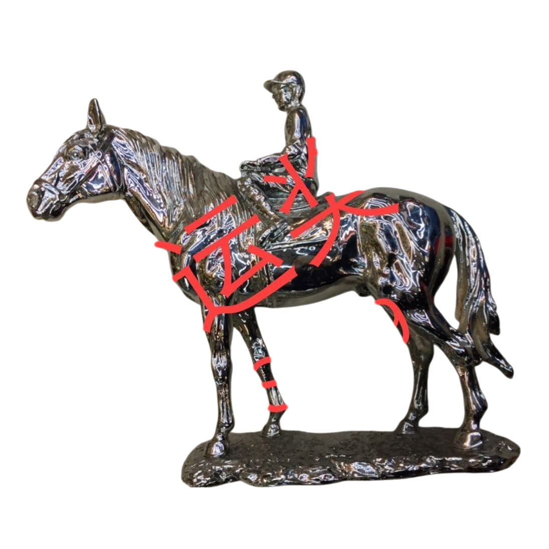 Realistic character silver equestrian statue craft gift resin, grand craft gift resin Item Picture