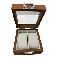 Brown wooden double watch box, flocked jewelry packaging box, gift box decoration Item Picture