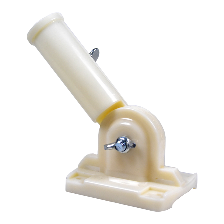 The adjustable-angle wall-mounted flagpole base is made of plastic material and features an inclined insertion adapter Item Picture