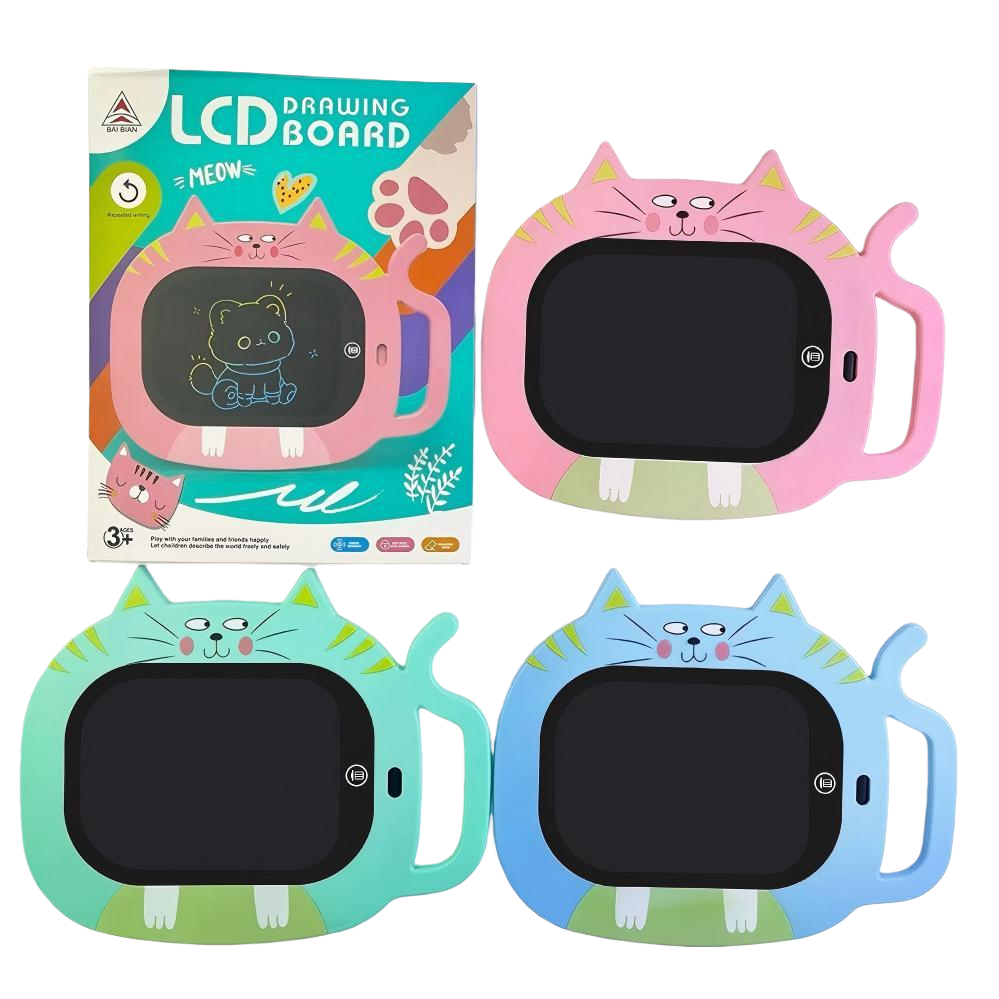 BB9020C厂家直供彩色猫形LED液晶手写板创意儿童电子涂鸦画板图