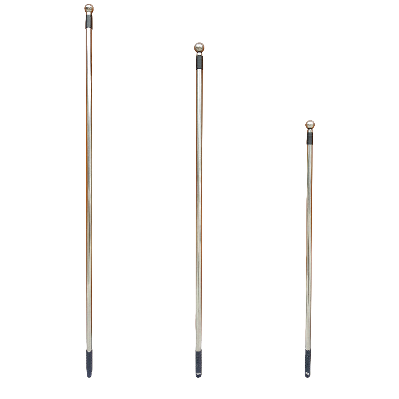 Three silver advertising flagpoles, each with a 3-meter, 2.6-meter and 2-meter metal ball top and black handle Item Picture
