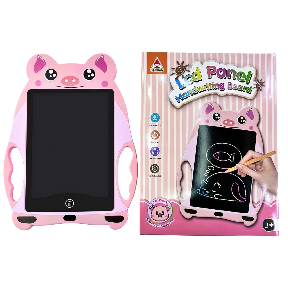 BB9015FC Pink pig-shaped LED handwriting board, LCD writing board, children's cartoon electronic drawing board full image