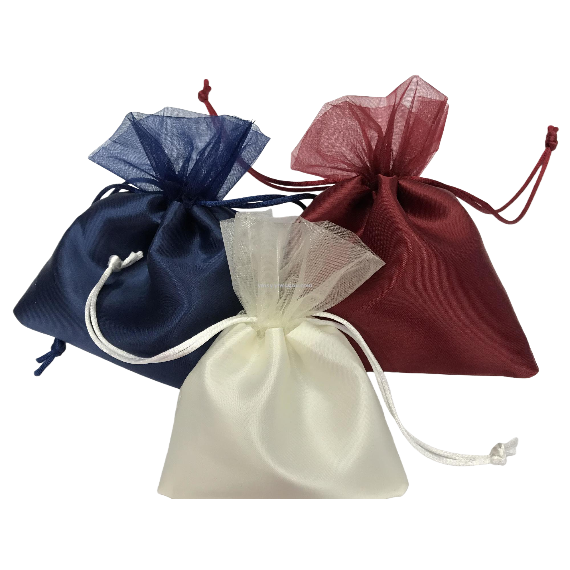 Heat sublimation blue, wine red, white silk drawstring canvas bag custom cloth bag Item Picture