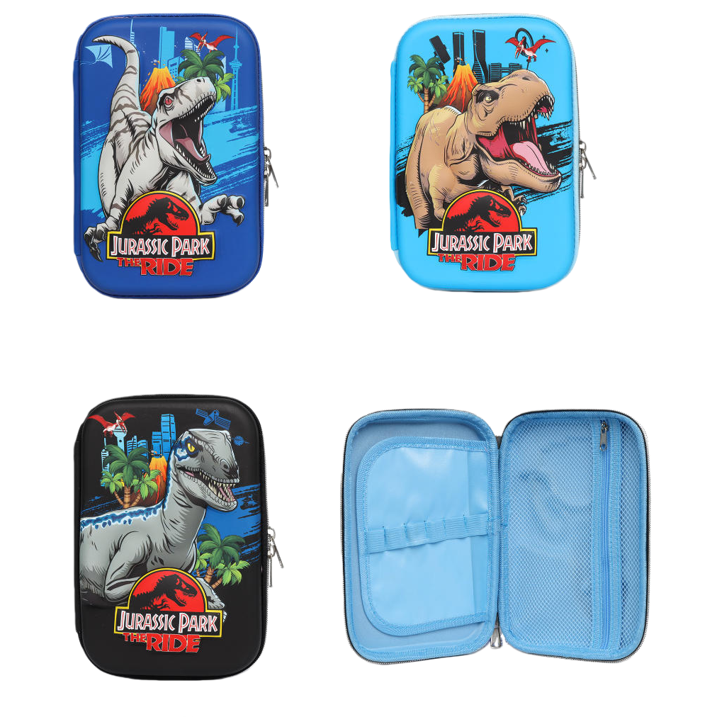 Blue dinosaur-themed 3D cartoon boy children's sports football pen case, hard shell EVA, lightweight, wear-resistant and large-capacity stationery box Item Picture