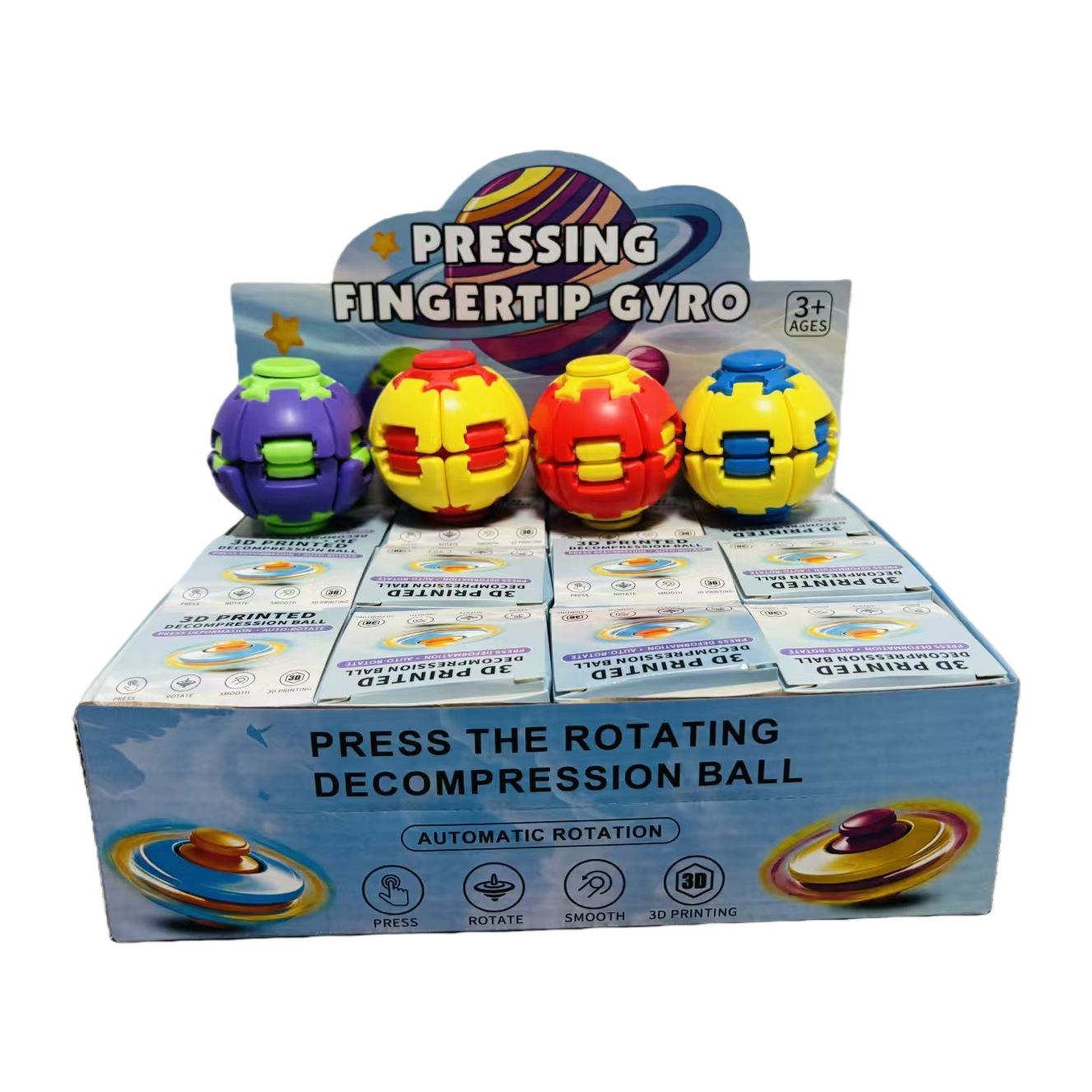 Colorful press fidget spinner toy box, spinning ball spinner accessory, no light Item Picture