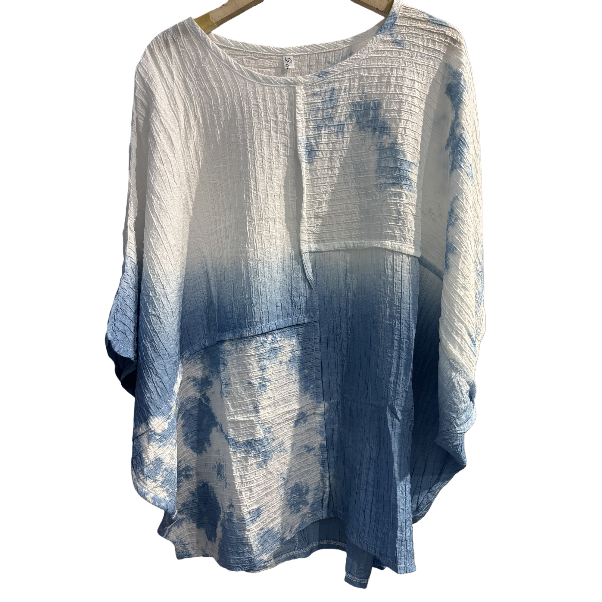 Blue and white tie-dyed pleated top, women's skirt, printed fabric, heat sublimation fabric pieces Item Picture