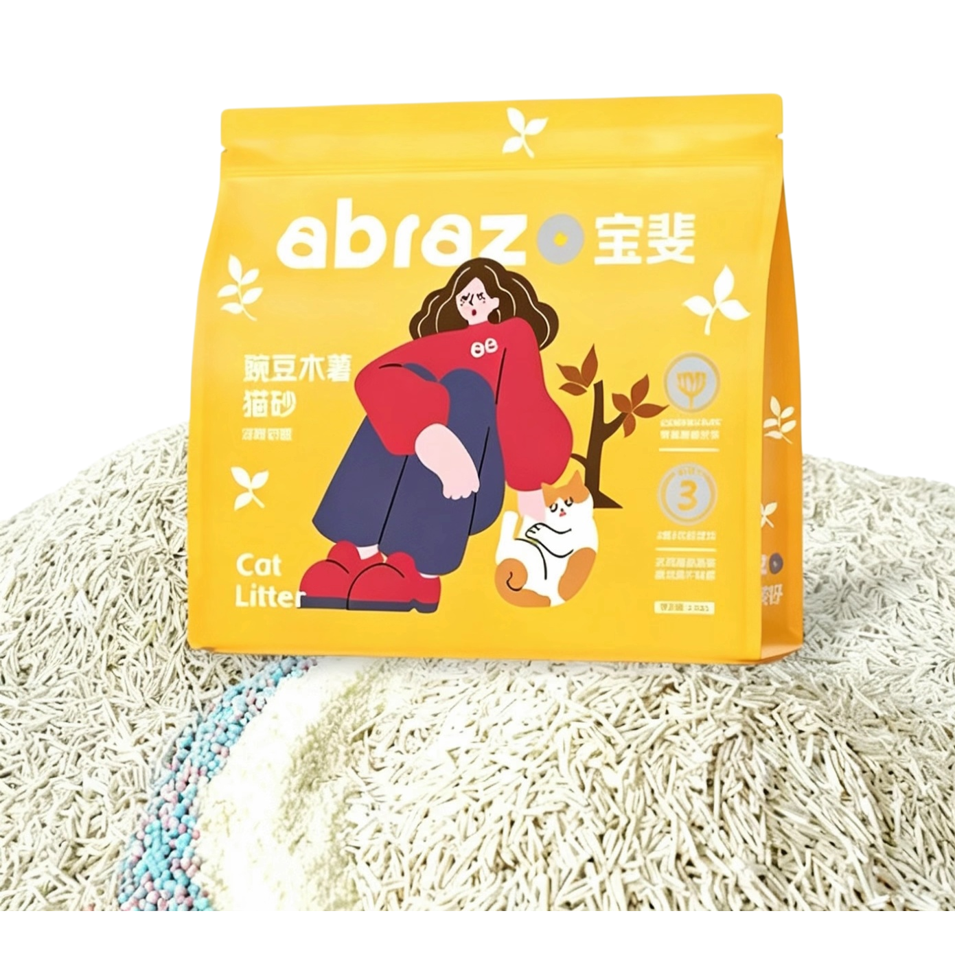 Rich milk Fun Pea Cassava Cat litter Deodorizing, non-stick bottom, low dust Fragrance 3-in-1 cat litter 2.5kg wholesale Item Picture