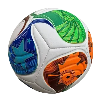 Orange, blue and green color spliced PU leather rubber football-specific training and match balls Item Picture
