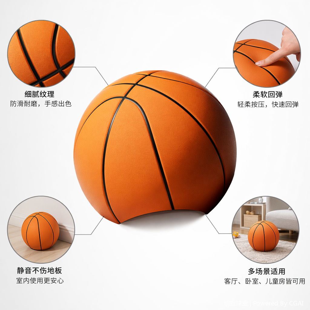 Orange silent basketball training equipment, high-quality adult student training balls