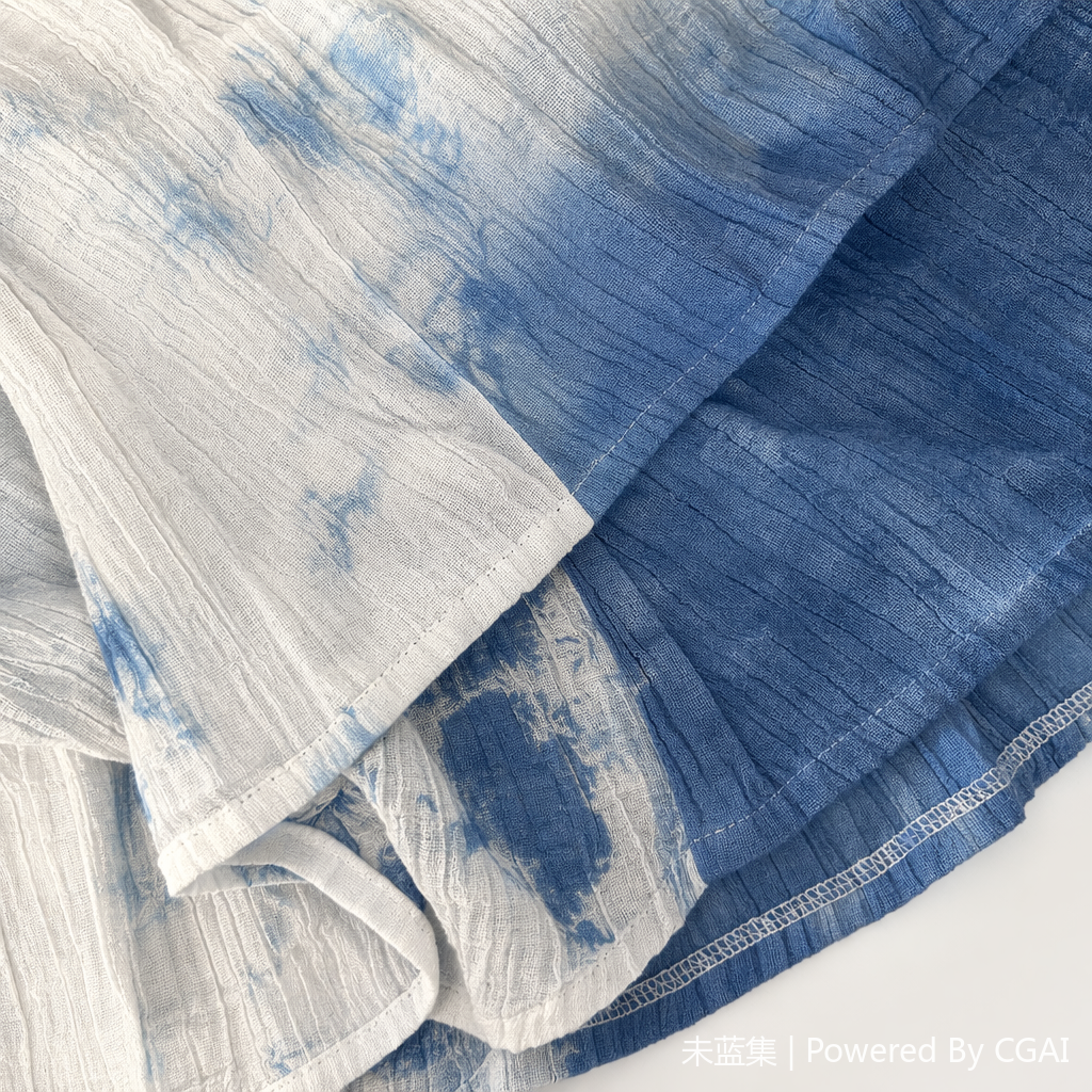 Blue and white tie-dyed pleated top, women's skirt, printed fabric, heat sublimation fabric pieces Application Scenario