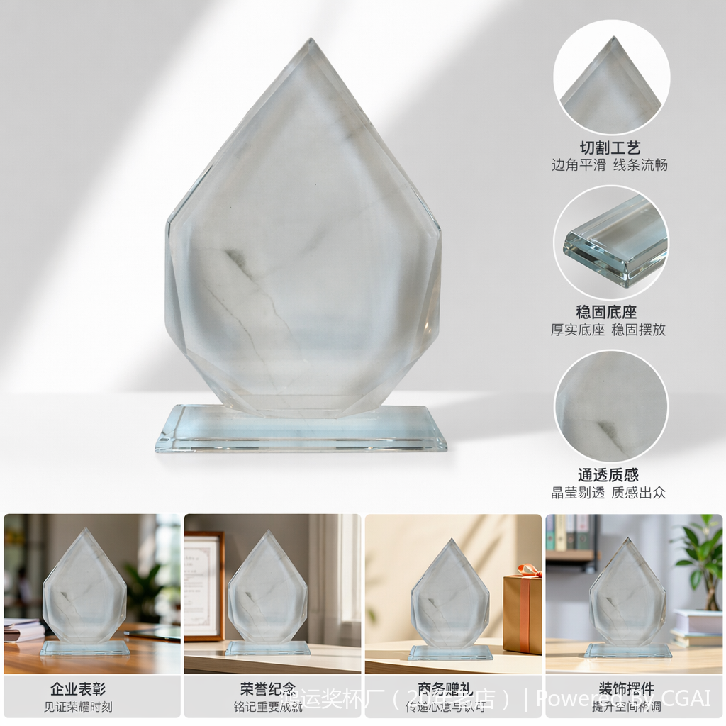 透明水晶奖杯配塑料底座大奖杯奖牌