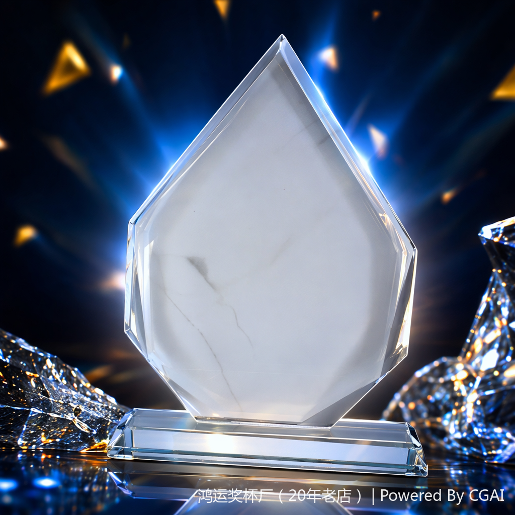 A large trophy or medal with a transparent crystal trophy and a plastic base Specification image