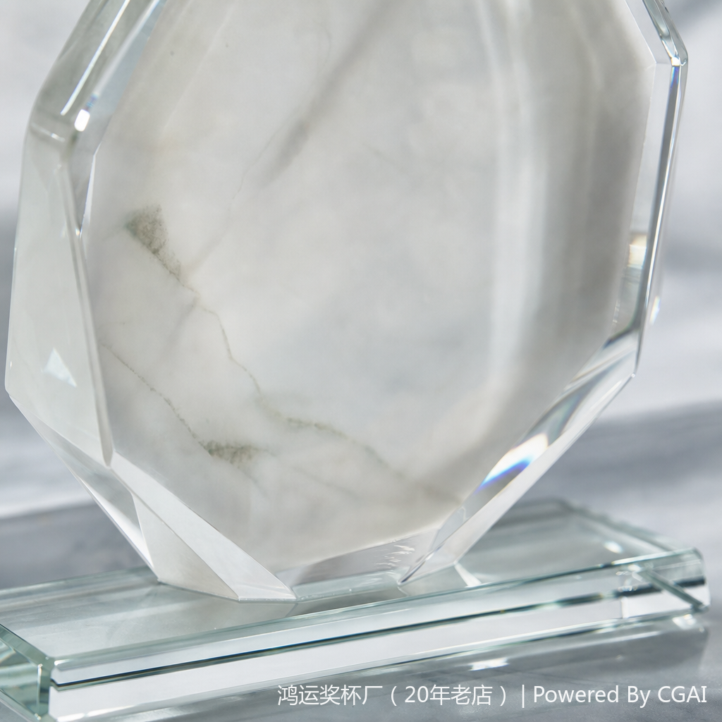 A large trophy or medal with a transparent crystal trophy and a plastic base Application Scenario