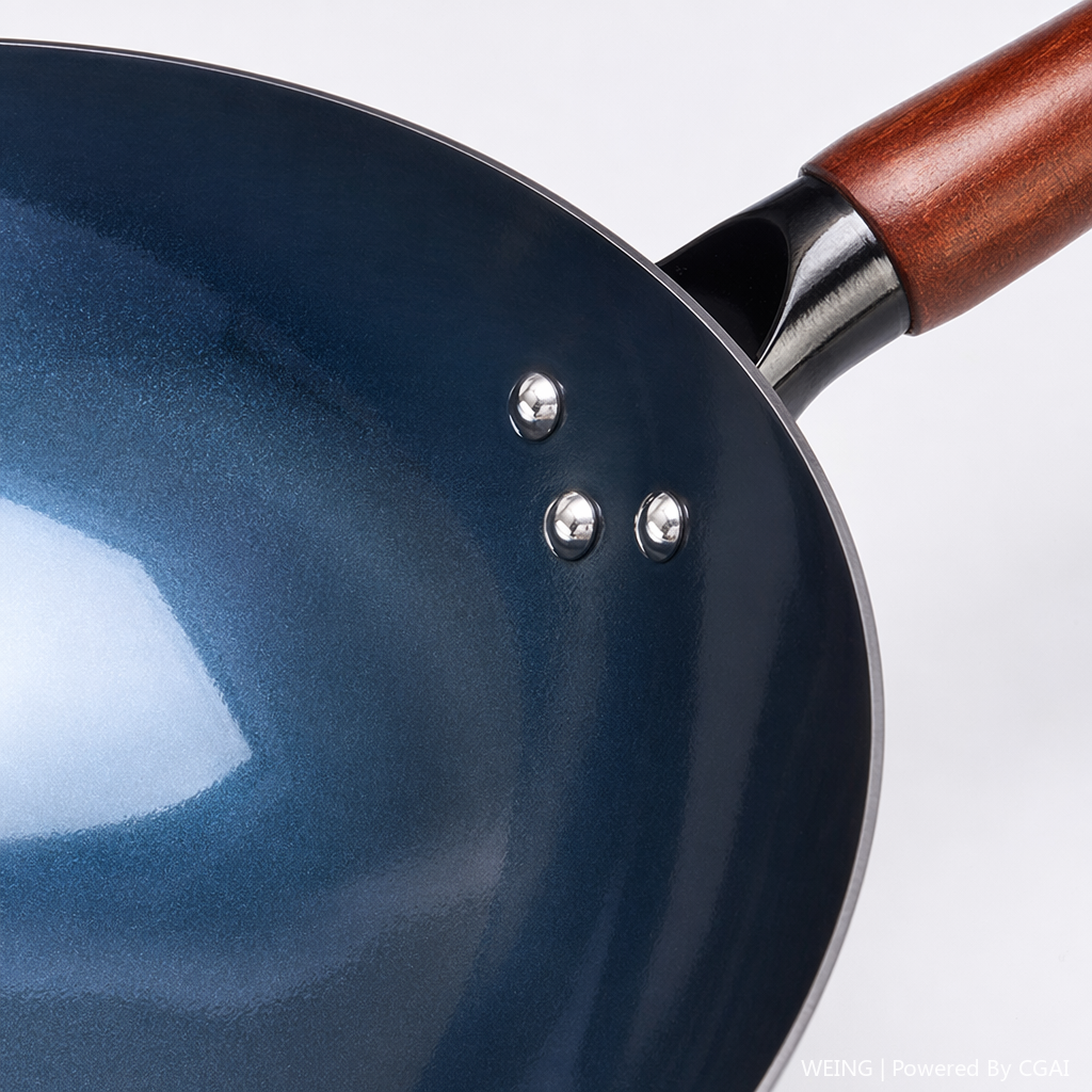 Deep blue pure titanium non-stick wok, 30cm, suitable for gas stove, silicone heat-resistant Application Scenario