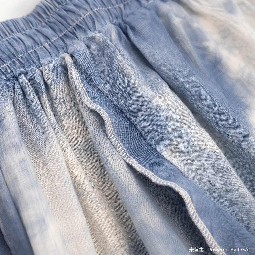 Cool silk-stored linen blue and white gradient tie-dyed long dress for women, floral style refreshing summer dress Application Scenario