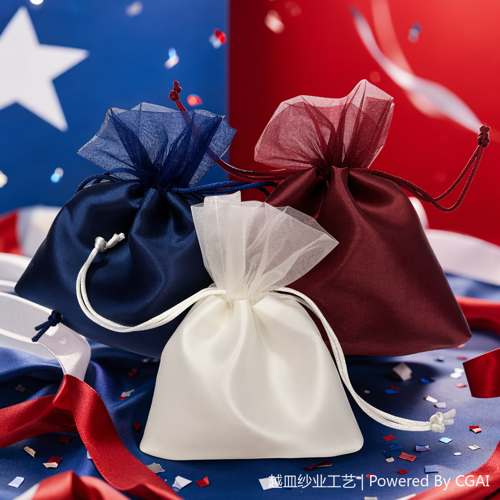 Heat sublimation blue, wine red, white silk drawstring canvas bag custom cloth bag Specification image