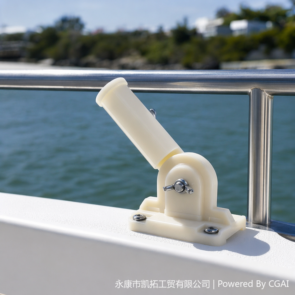 The adjustable-angle wall-mounted flagpole base is made of plastic material and features an inclined insertion adapter details Picture