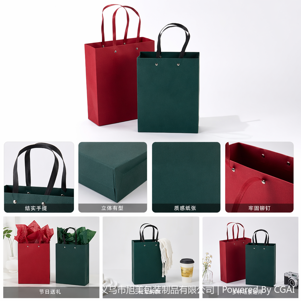 红色绿色透明塑料手提袋礼品袋