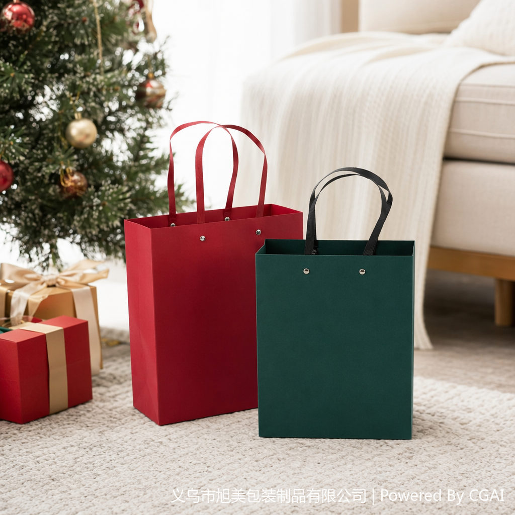 Red and green transparent plastic handbag gift bag details Picture