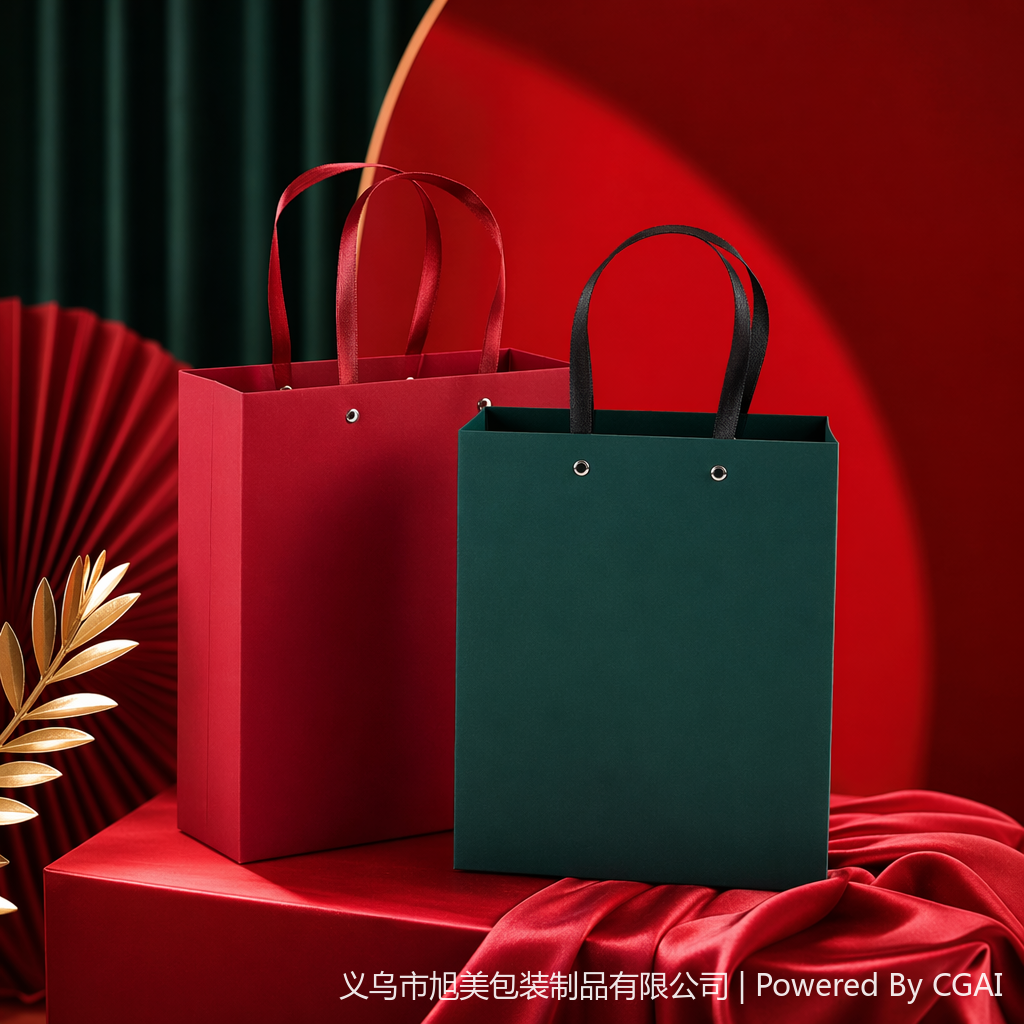 Red and green transparent plastic handbag gift bag Specification image