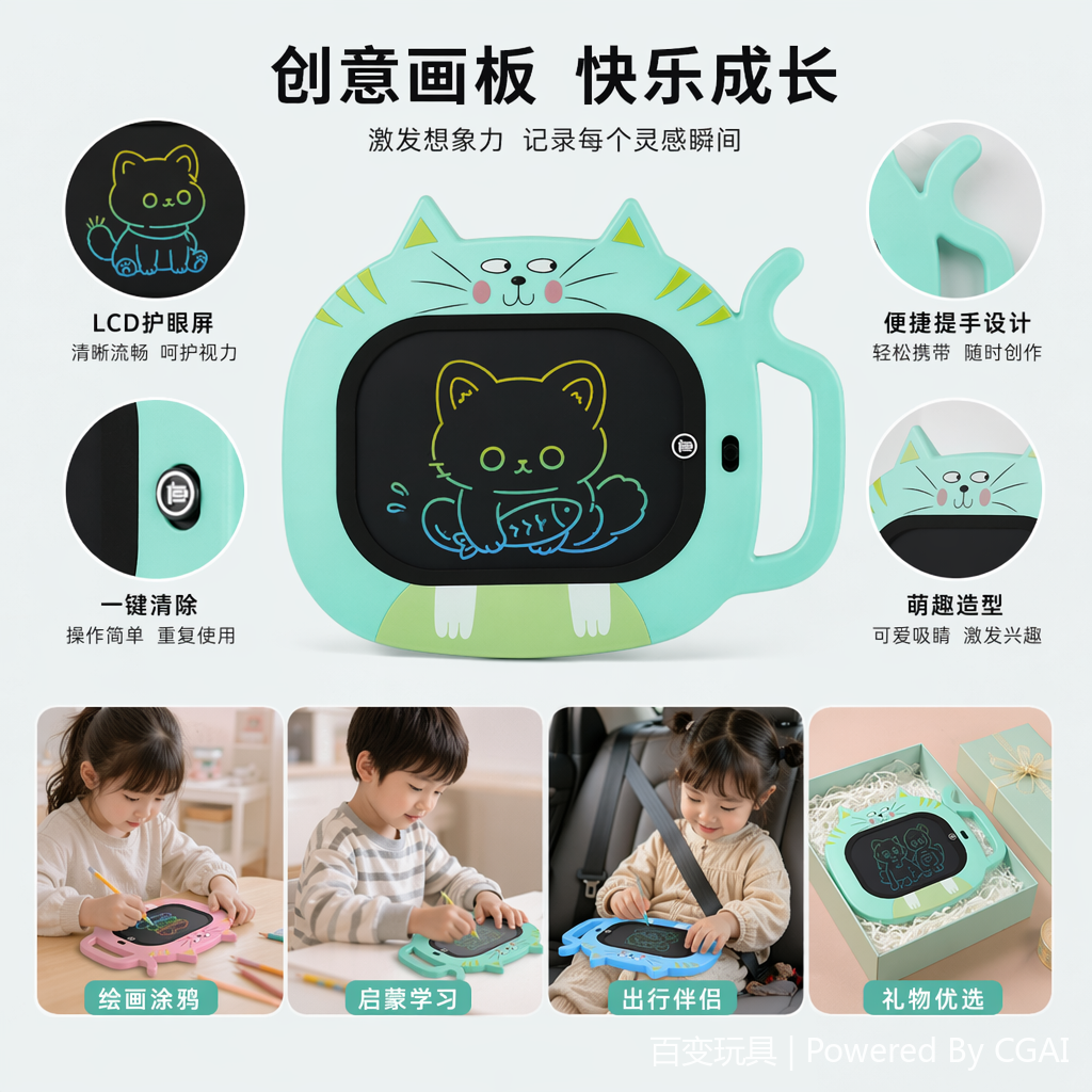 画板儿童卡通/液晶手写板/电子写字板/儿童/画板白底实物图