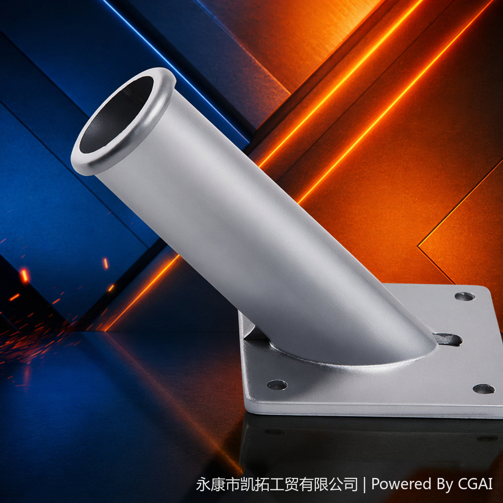 The flagpole base bracket is made of aluminum alloy with a slanted insertion type, which has strong load-bearing capacity and is suitable for various flagpole sizes Specification image