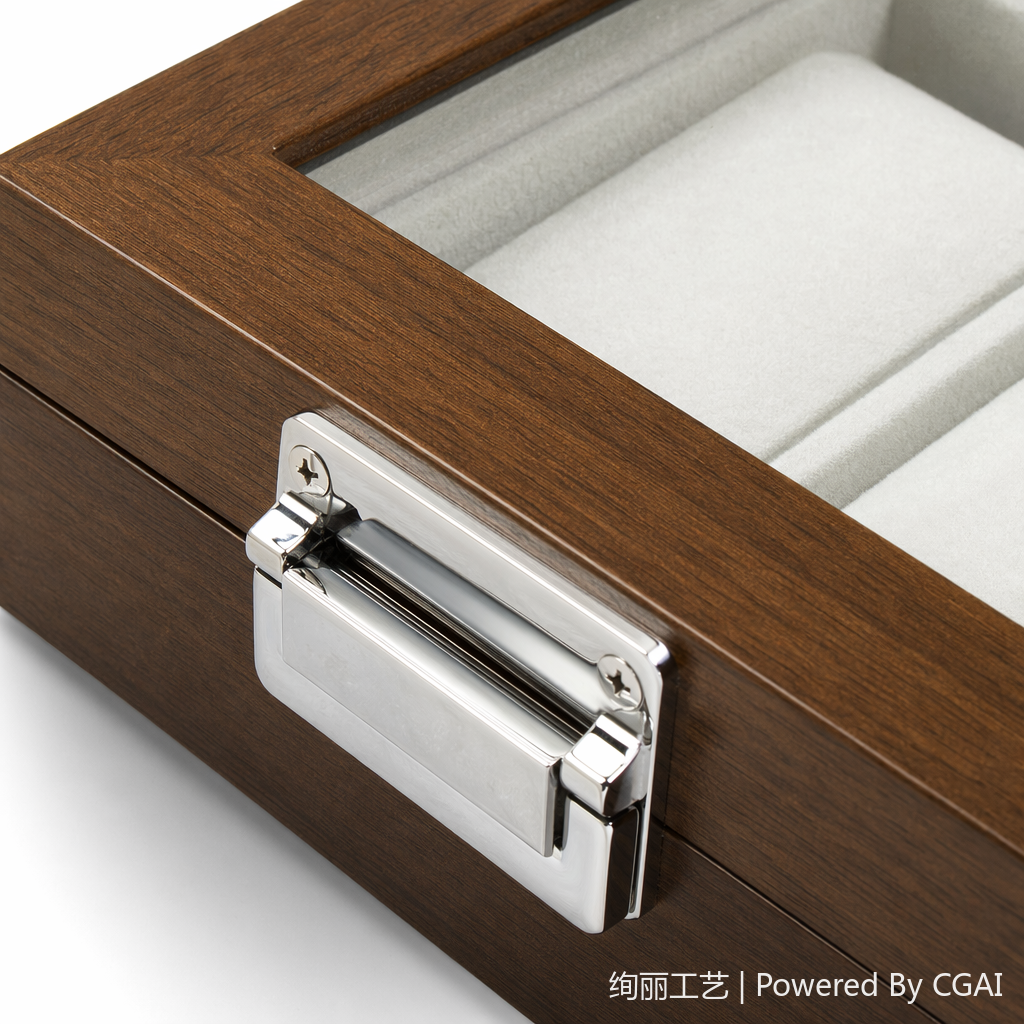 Brown wooden double watch box, flocked jewelry packaging box, gift box decoration Application Scenario