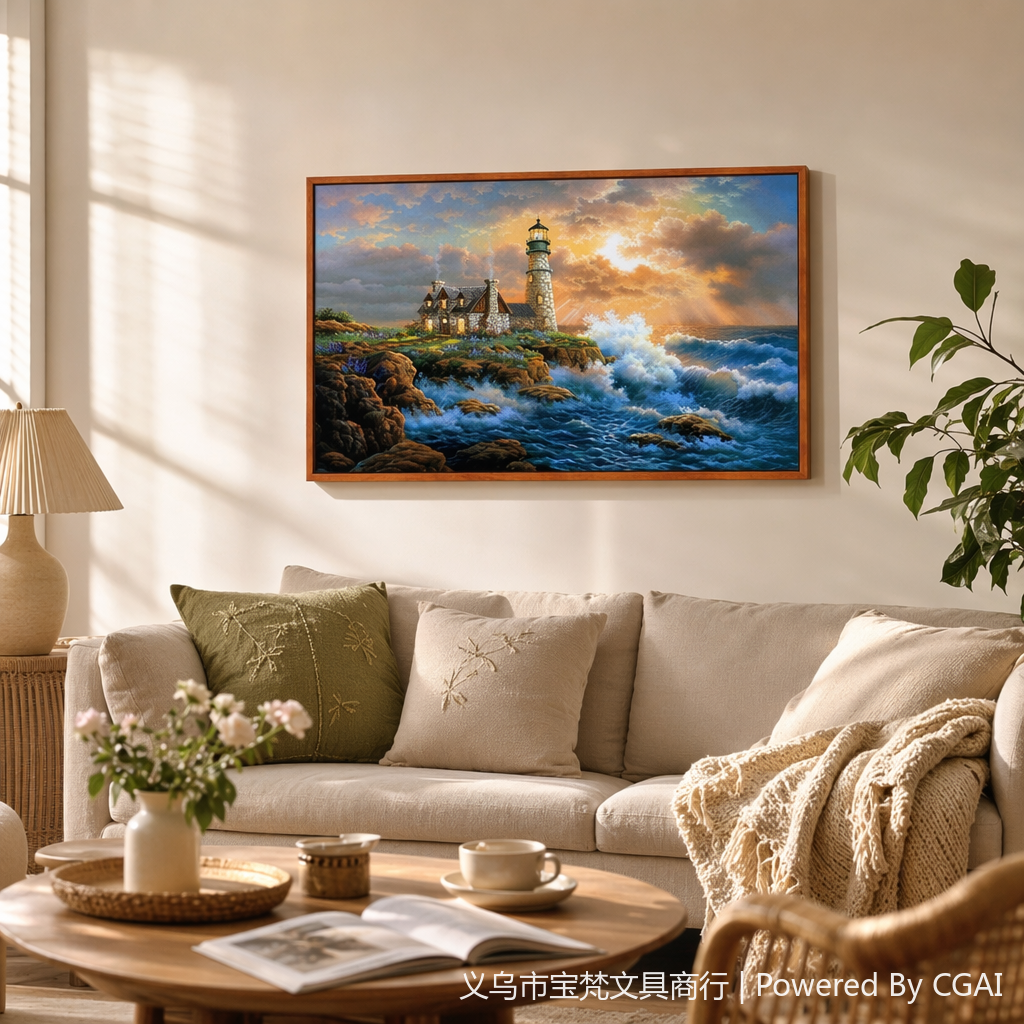 Best-selling DIY diamond paintings for foreign trade, cross-border Amazon bestseller 3040, living room decoration painting YSG, lighthouse by the sea 145405051 details Picture