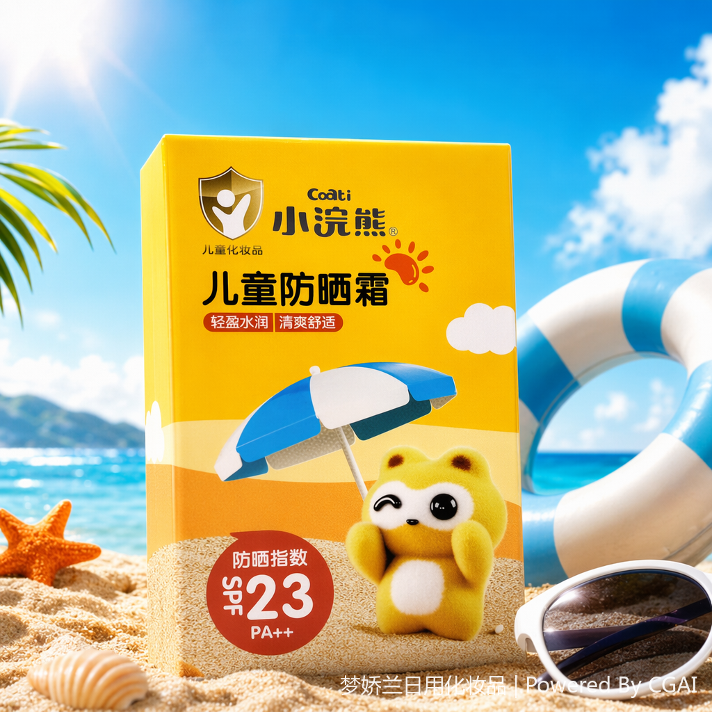 Baby sunscreen, light yellow packaging box, children's sunscreen SPF23 PA++, gentle and non-irritating Specification image