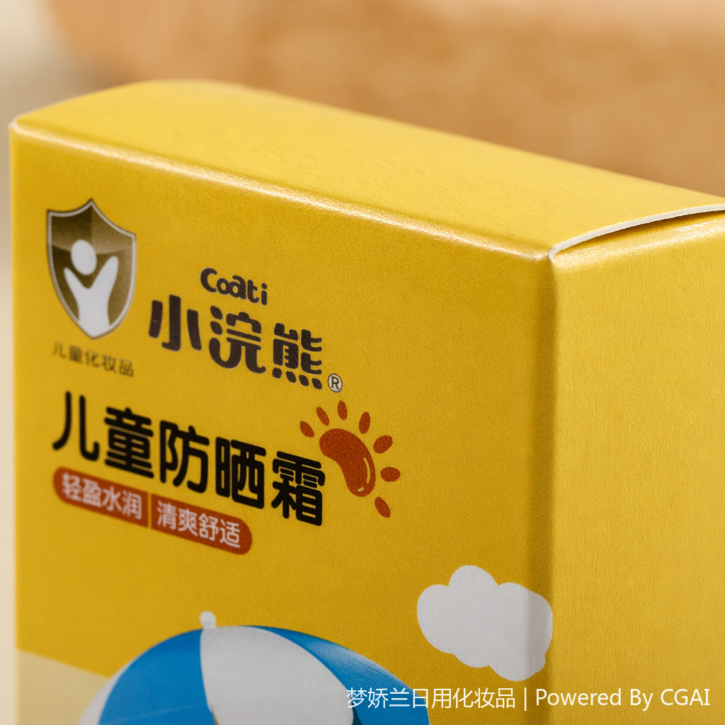Baby sunscreen, light yellow packaging box, children's sunscreen SPF23 PA++, gentle and non-irritating Application Scenario