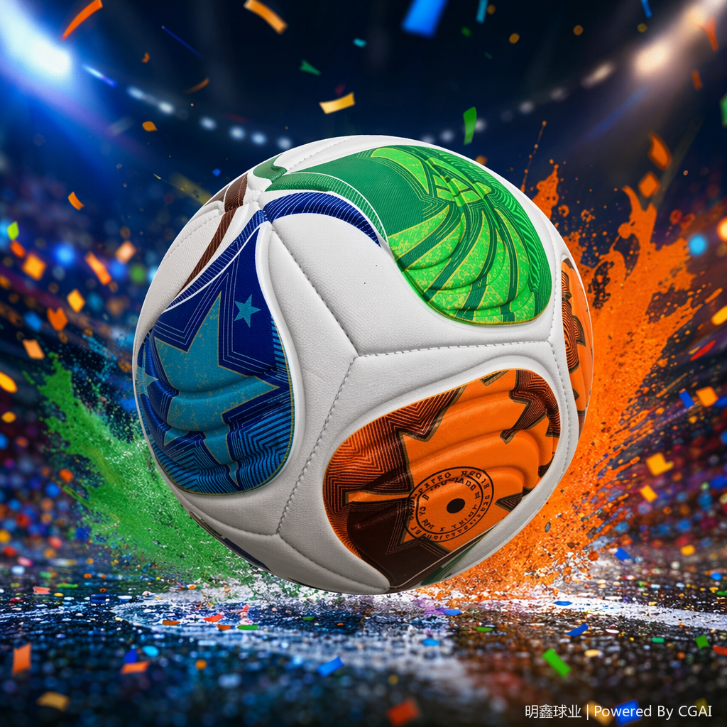 Orange, blue and green color spliced PU leather rubber football-specific training and match balls Specification image