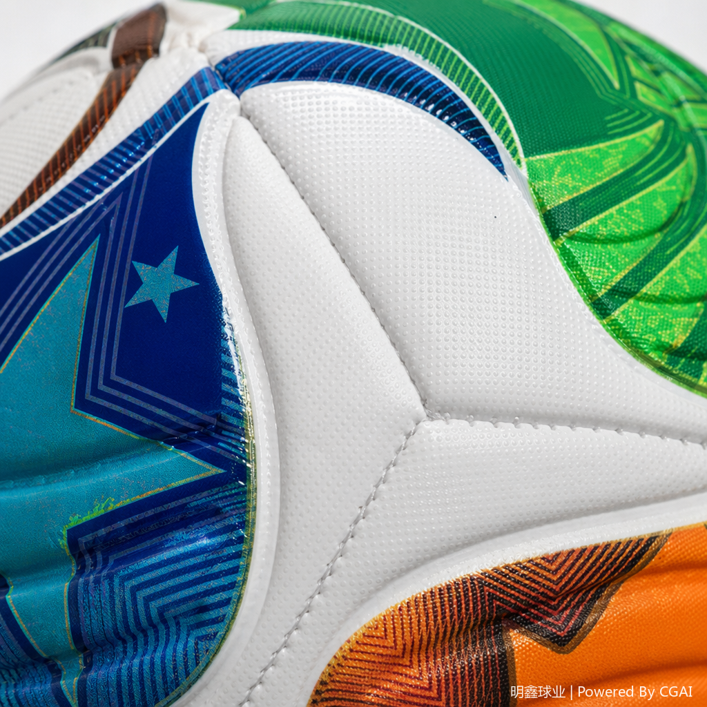 Orange, blue and green color spliced PU leather rubber football-specific training and match balls Application Scenario