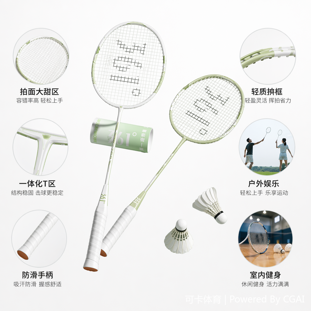 白色一体式羽毛球拍超轻耐打高弹力防滑碳素羽毛球拍