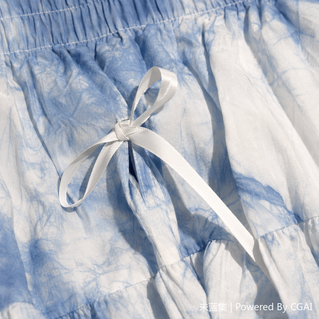 Blue and white tie-dyed long dress, women's printed fabric, heat sublimation fabric pieces Application Scenario