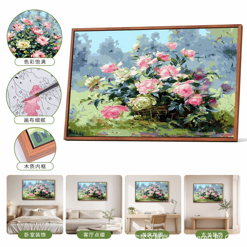 外贸热销DIY钻石画 跨境亚马逊爆款3040客厅装饰画YSG玫瑰花卉145629004