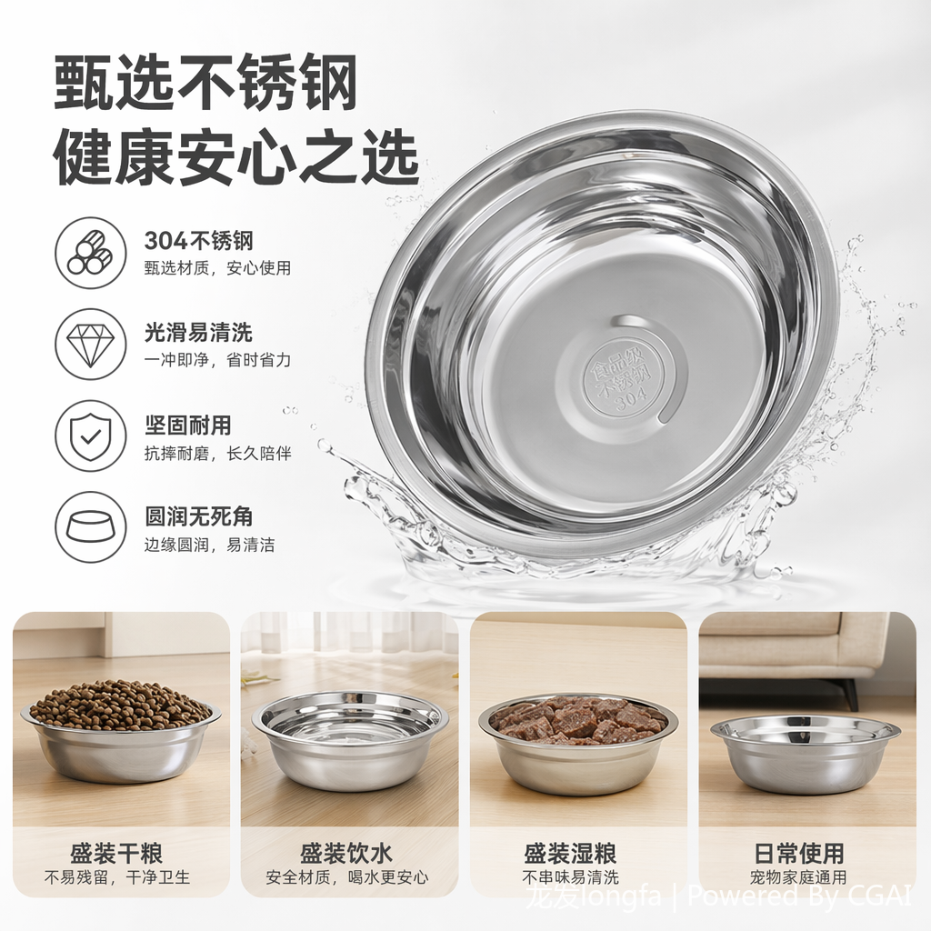 304 stainless steel silver soup basin and bowl, 16CM