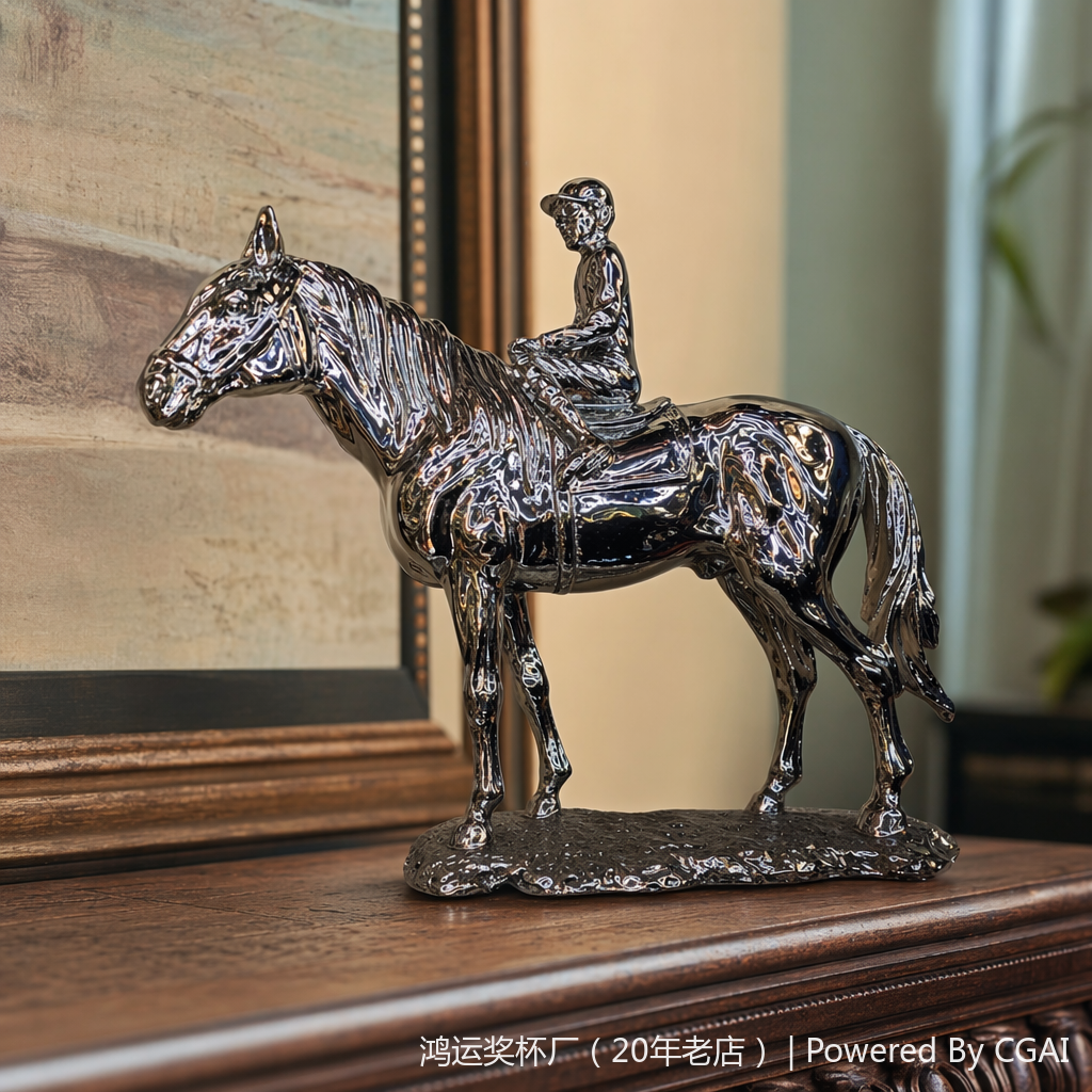 Realistic character silver equestrian statue craft gift resin, grand craft gift resin details Picture