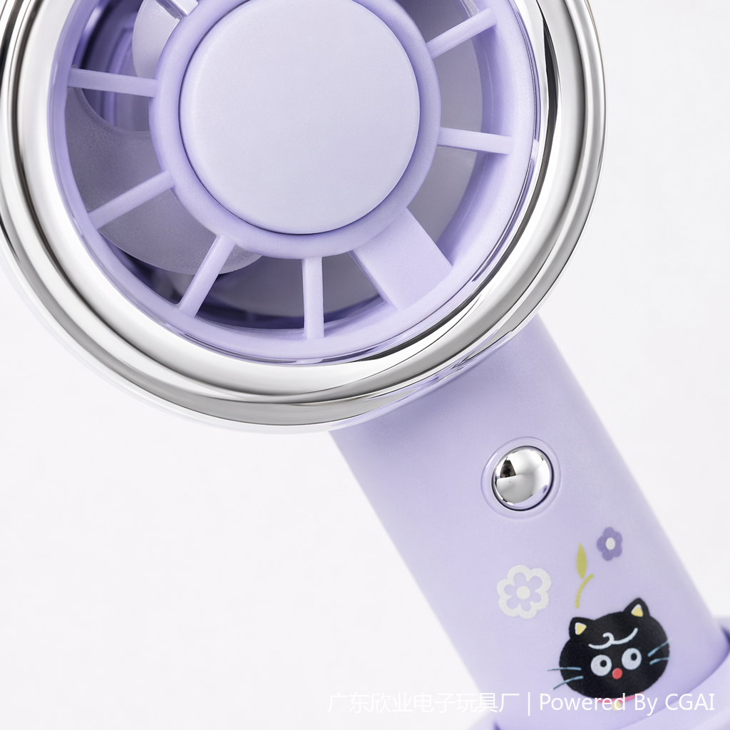 Cartoon color handheld mini electric fan, outdoor portable model Application Scenario