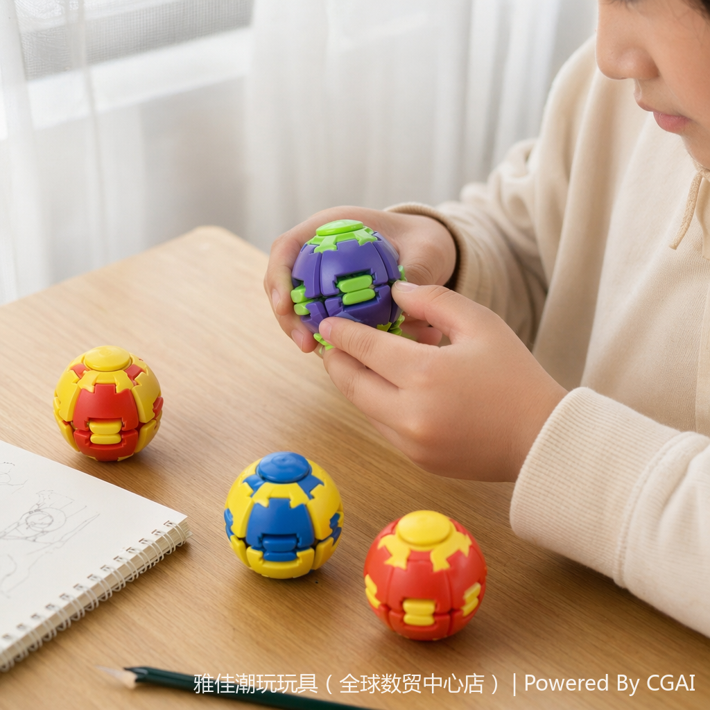 Colorful press luminous spinning top toy ball, silent pressure-relieving fingertip toy luminous top Specification image