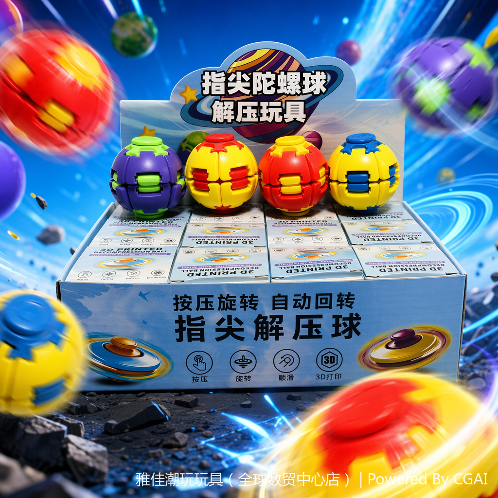Colorful press luminous spinning top toy ball, silent pressure-relieving fingertip toy luminous top Application Scenario