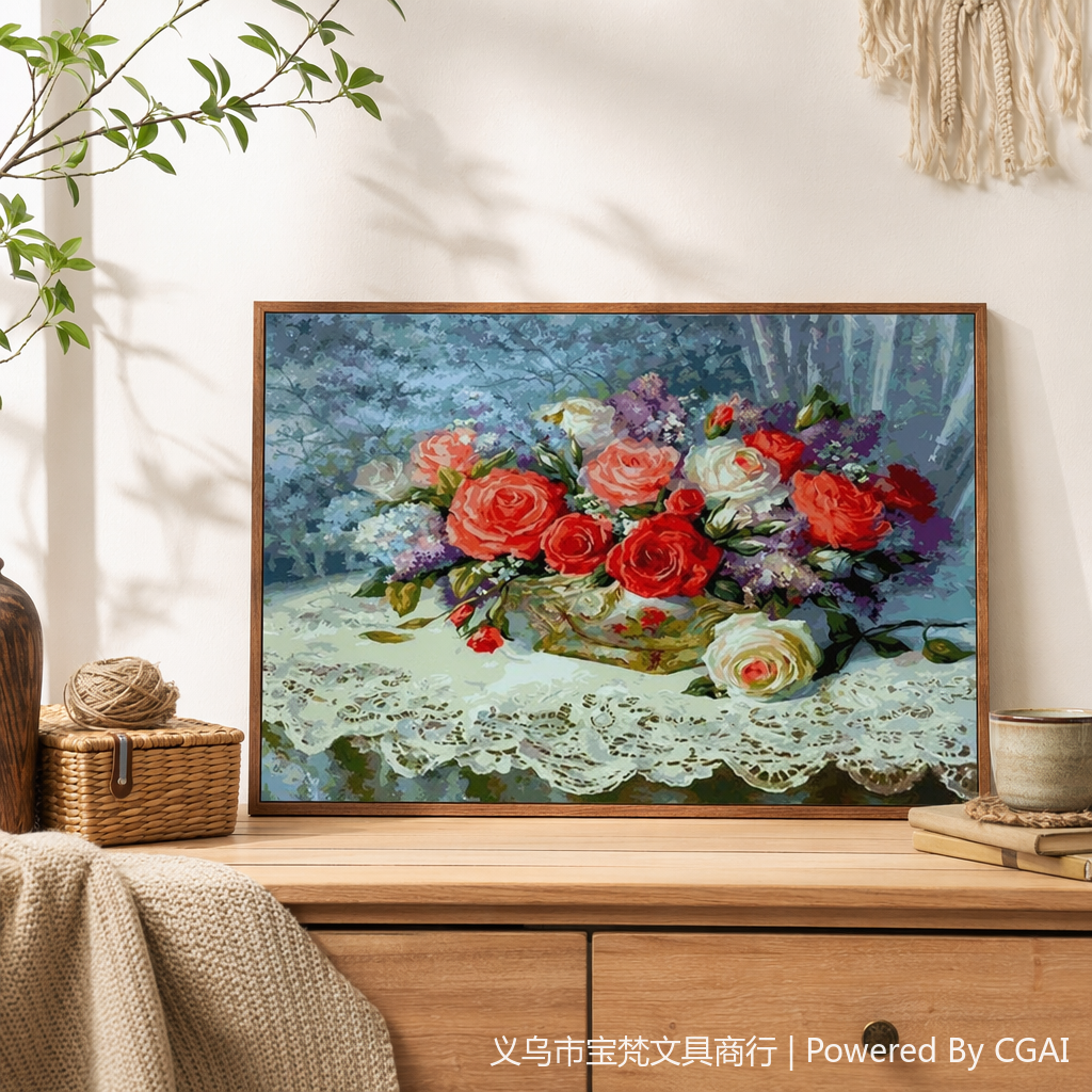 A best-selling DIY diamond painting for foreign trade, a cross-border Amazon bestseller 3040 living room decoration painting YSG rose details Picture