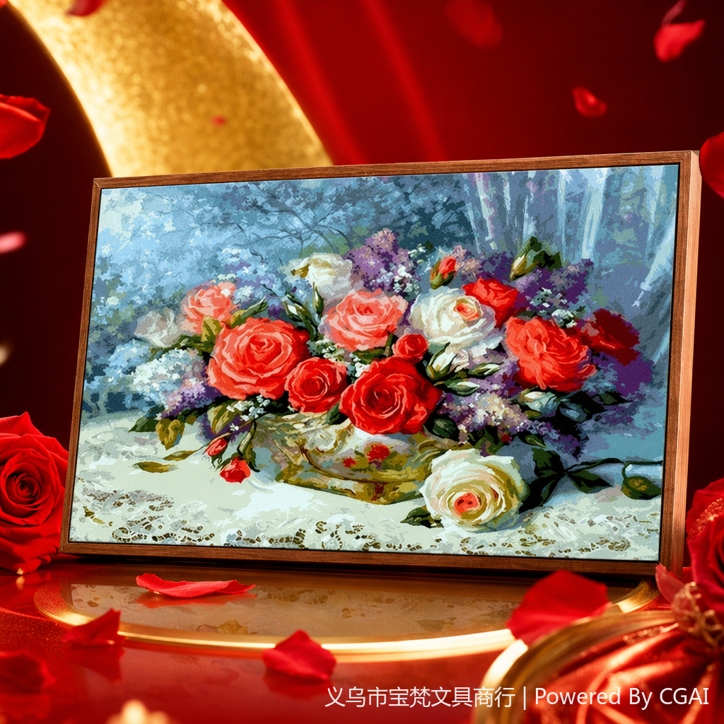 A best-selling DIY diamond painting for foreign trade, a cross-border Amazon bestseller 3040 living room decoration painting YSG rose Specification image