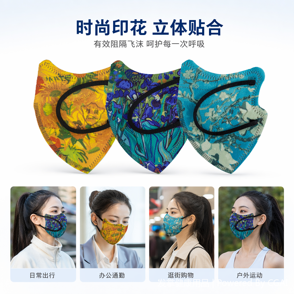 石墨烯芯负氧离子防尘KN95口罩（1盒5只装）