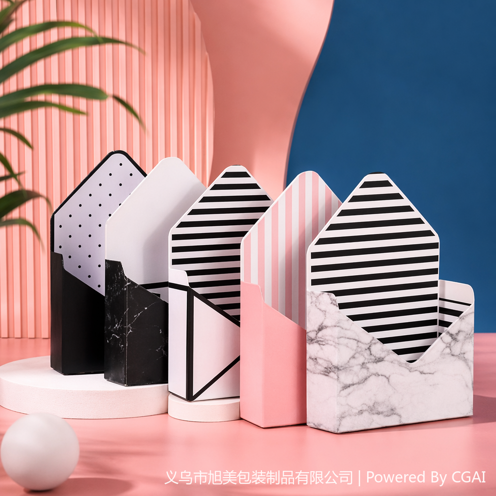 Envelope flower box, colorful striped marble texture gift box Specification image