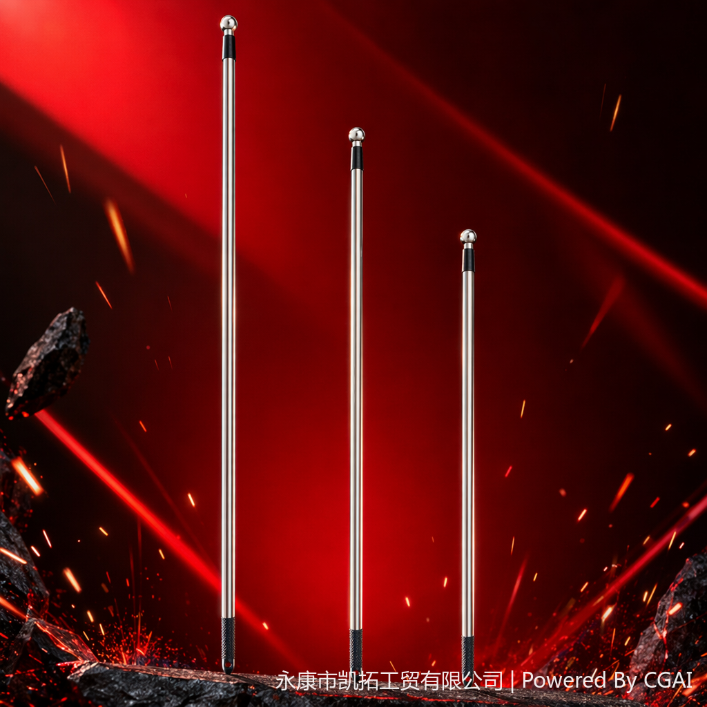Three silver advertising flagpoles, each with a 3-meter, 2.6-meter and 2-meter metal ball top and black handle Specification image