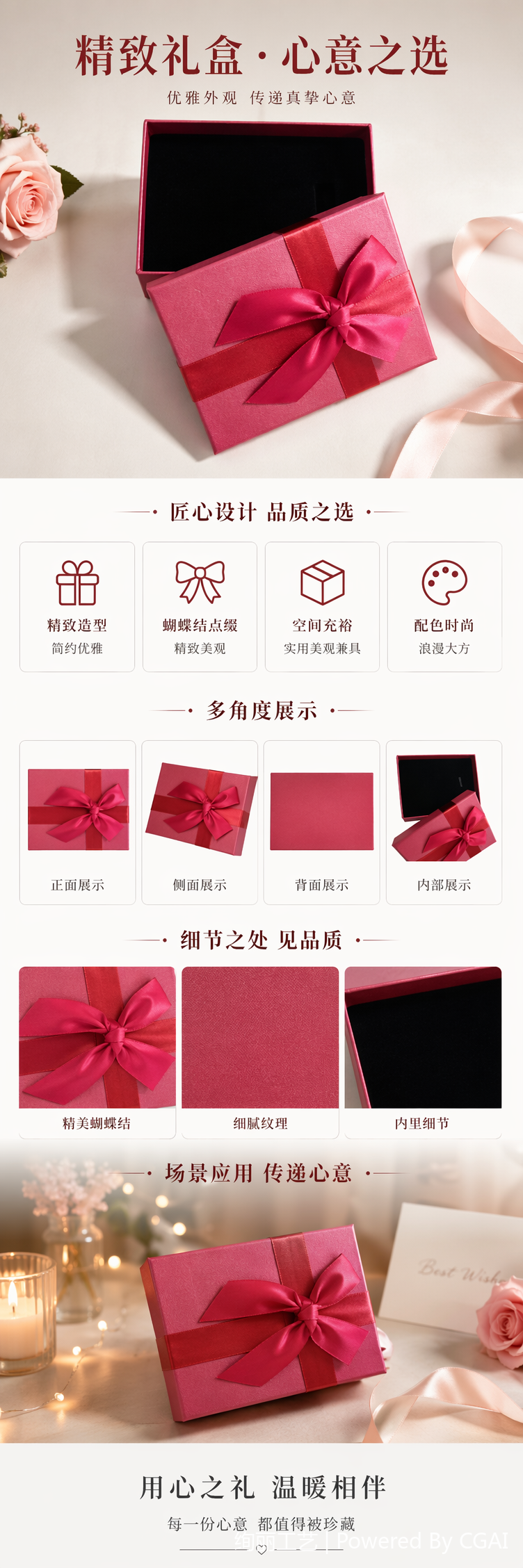 高档绒布内衬首饰礼盒 项链手串戒指通用饰品包装盒详情1