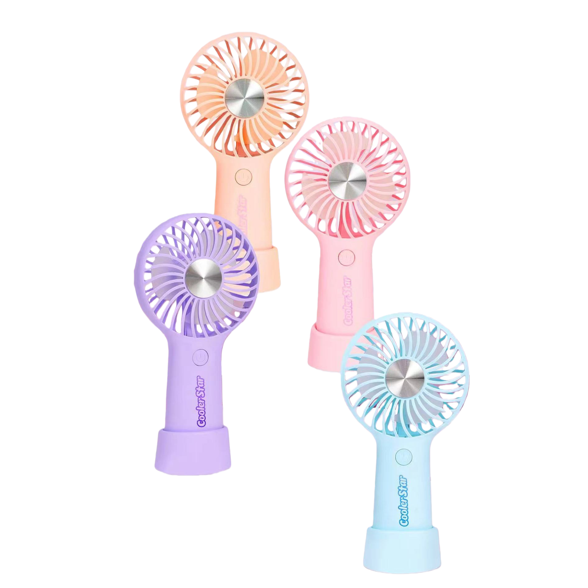 A simple handheld mini fan with a base Item Picture