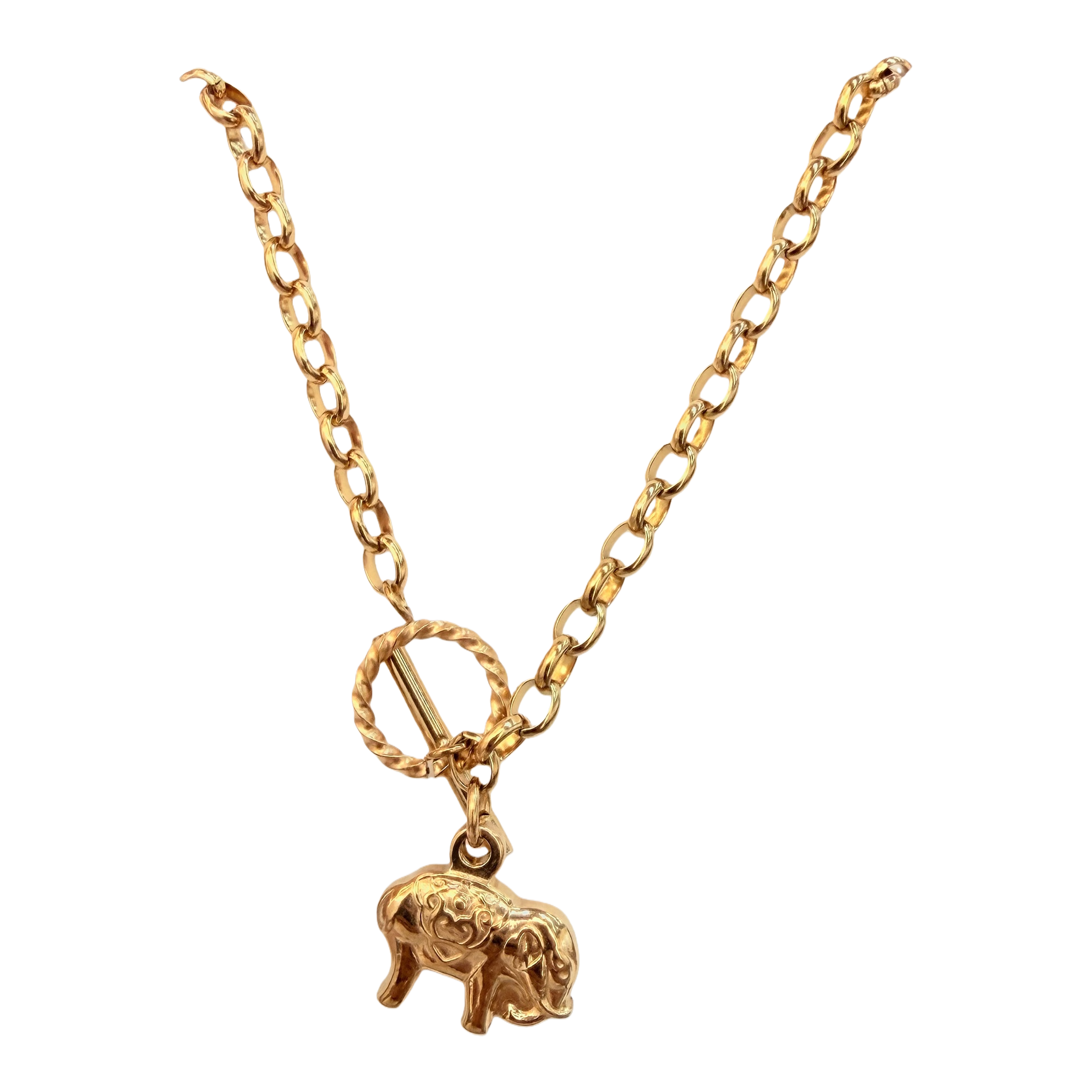 Three-dimensional auspicious image pendant, twisted ring OT buckle, thick chain collarbone chain, simple and elegant, street retro style, niche and individual trendy neck accessory Item Picture
