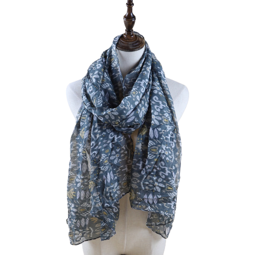 Blue-gray herringbone woolen scarf, gauze scarf, Muslim headscarf, printed scarf Item Picture