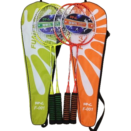 A yellow-red badminton racket with a green-orange racket bag integrated badminton and tennis padel racket Item Picture